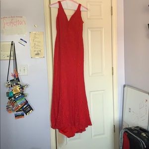 Red mermaid prom dress